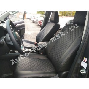 Чехлы из экокожи с ромбом Toyota Hilux (Автопилот)